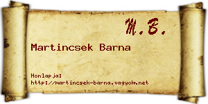 Martincsek Barna névjegykártya