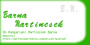 barna martincsek business card